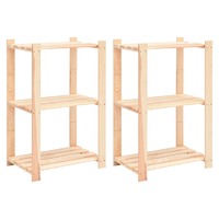  3-Tier Storage Racks 2 pcs 60x38x90 cm Solid Wood Pine 150 kg