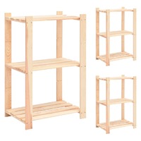  3-Tier Storage Racks 3 pcs 60x38x90 cm Solid Wood Pine 150 kg