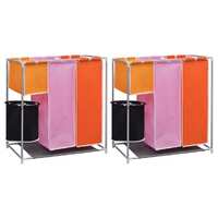  3-Section Laundry Sorter Hampers 2 pcs with a Washing Bin