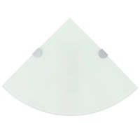  Corner Shelves 2 pcs with Chrome Supports Glass White 25x25 cm