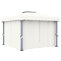 Gazebo with Curtain 3x3 m Cream White Aluminium