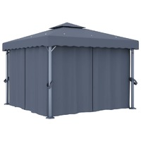  Gazebo with Curtain 3x3 m Anthracite Aluminium