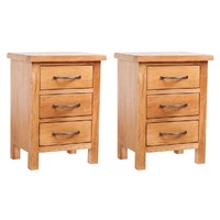  Nightstands 2 pcs 40x30x54 cm Solid Oak Wood