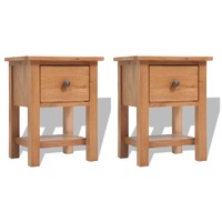  Nightstands 2 pcs 36x30x47 cm Solid Oak Wood
