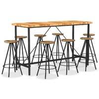  9 Piece Bar Set Solid Acacia Wood and Solid Reclaimed Wood