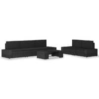  6 Piece Garden Lounge Set Poly Rattan Black