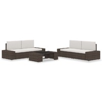  5 Piece Garden Lounge Set Poly Rattan Brown