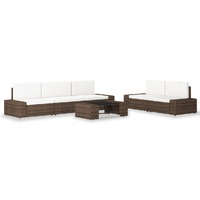  6 Piece Garden Lounge Set Poly Rattan Brown
