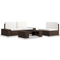  4 Piece Garden Lounge Set Poly Rattan Brown