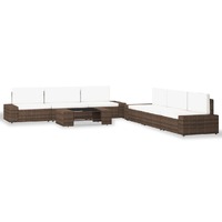  7 Piece Garden Lounge Set Poly Rattan Brown