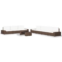  8 Piece Garden Lounge Set Poly Rattan Brown