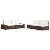  4 Piece Garden Lounge Set Poly Rattan Brown