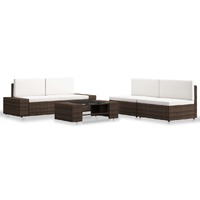  5 Piece Garden Lounge Set Poly Rattan Brown
