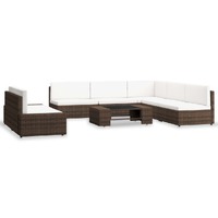  7 Piece Garden Lounge Set Poly Rattan Brown