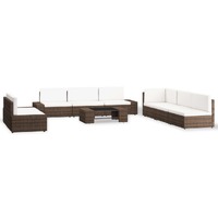  9 Piece Garden Lounge Set Poly Rattan Brown