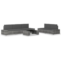  6 Piece Garden Lounge Set Poly Rattan Grey