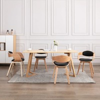  Dining Chairs 4 pcs Bent Wood and Faux Leather