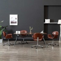  Swivel Dining Chairs 4 pcs Brown Faux Leather
