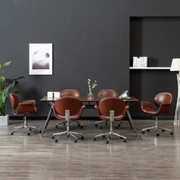  Swivel Dining Chairs 6 pcs Brown Faux Leather