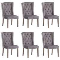  Dining Chairs 6 pcs Grey Velvet
