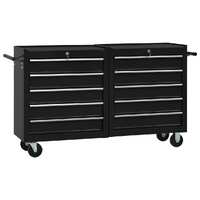  Tool Trolley with 10 Drawers Steel Black