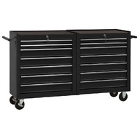  Tool Trolley with 14 Drawers Steel Black
