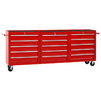 Tool Trolley with 15 Drawers Steel Red