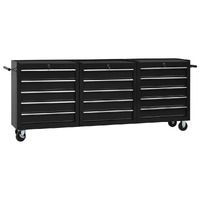  Tool Trolley with 15 Drawers Steel Black