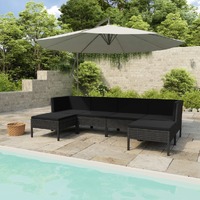  6 Piece Garden Lounge Set with Cushions Poly Rattan Black