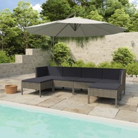  6 Piece Garden Lounge Set with Cushions Poly Rattan Grey