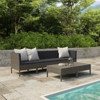  6 Piece Garden Lounge Set with Cushions Poly Rattan Grey