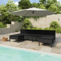  6 Piece Garden Lounge Set with Cushions Poly Rattan Black