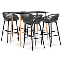  5 Piece Bar Set Black and Grey