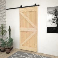 Sliding Door with Hardware Set 80x210 cm Solid Pine Wood
