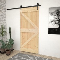  Sliding Door with Hardware Set 90x210 cm Solid Pine Wood