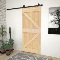  Sliding Door with Hardware Set 100x210 cm Solid Pine Wood