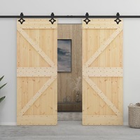  Sliding Door with Hardware Set 80x210 cm Solid Pine Wood