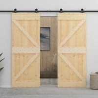 Sliding Door with Hardware Set 80x210 cm Solid Pine Wood