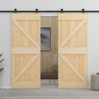  Sliding Door with Hardware Set 80x210 cm Solid Pine Wood