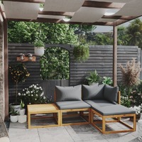  4 Piece Garden Lounge Set with Cushion Solid Acacia Wood