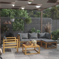  6 Piece Garden Lounge Set with Cushion Solid Acacia Wood