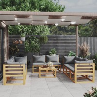  9 Piece Garden Lounge Set with Cushion Solid Acacia Wood