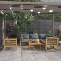  7 Piece Garden Lounge Set with Cushion Solid Acacia Wood