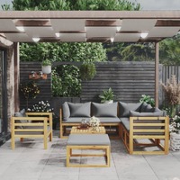 8 Piece Garden Lounge Set with Cushion Solid Acacia Wood