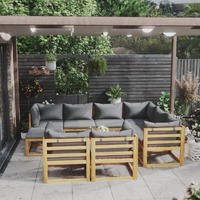  10 Piece Garden Lounge Set with Cushion Solid Acacia Wood
