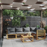  6 Piece Garden Lounge Set with Cushions Solid Acacia Wood