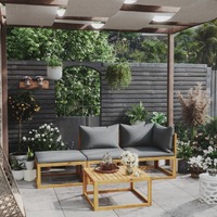  4 Piece Garden Lounge Set with Cushion Solid Acacia Wood