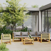  7 Piece Garden Lounge Set with Cushion Solid Acacia Wood