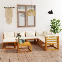  8 Piece Garden Lounge Set with Cushion Cream Solid Acacia Wood