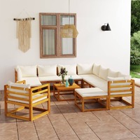  12 Piece Garden Lounge Set with Cushion Cream Solid Acacia Wood